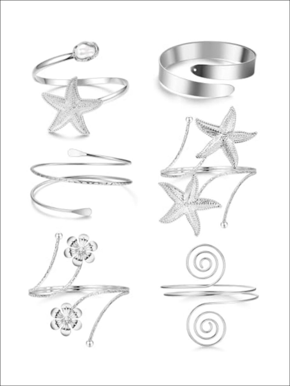 Boho Arm Cuff Bracelets Set Stackable Adjustable Metal Armband Jewelry